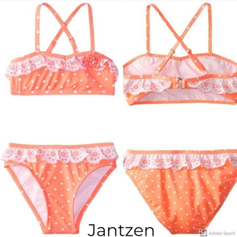 Jantzen Swimsuit Coral Ruffle Two Piece Size 4 NWT